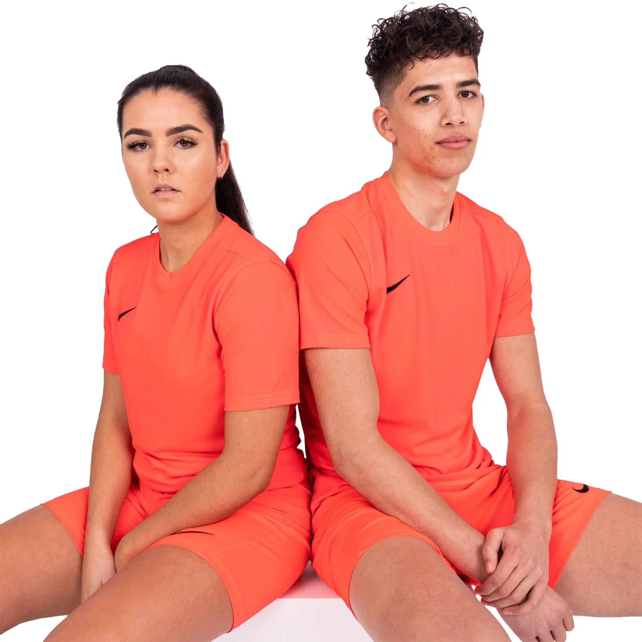 Model view of Nike Dri-FIT Park VII SS Bright Crimson Black T Shirt BV6708-635